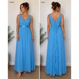 Davids Bridal Formal Dress Womens Size 20 Blue Chiffon Wedding Bridesmaid